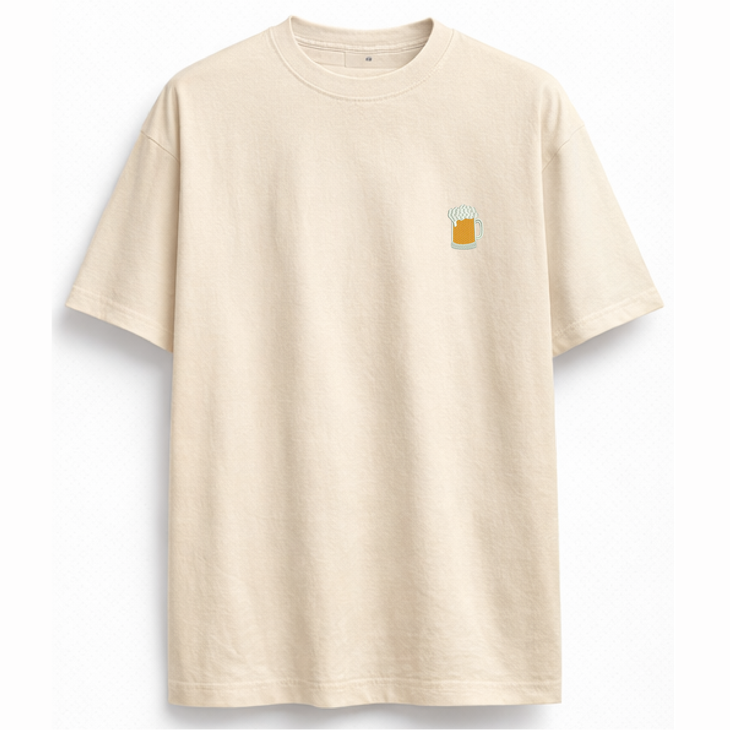 Camiseta Cerveza oversize color beige, vista frontal
